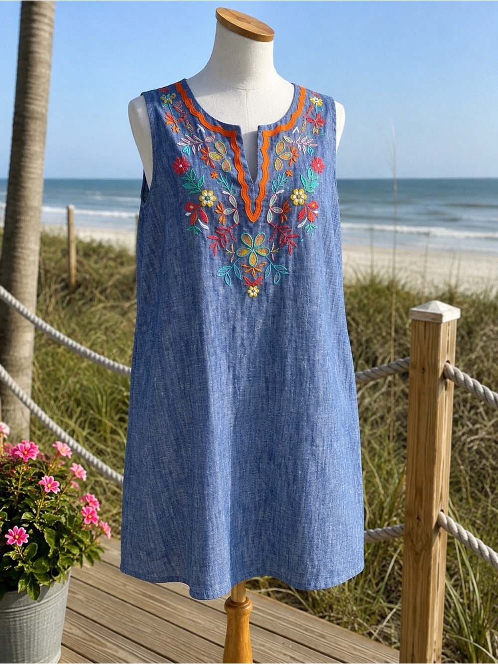 Talbots Plus 16W sleeveless embroidered dress/tunic